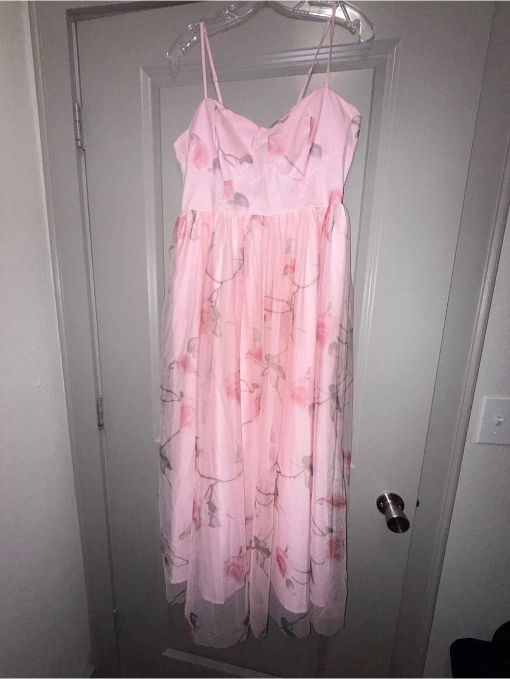 SHEIN Pink Floral Maxi Dress with Spaghetti Straps